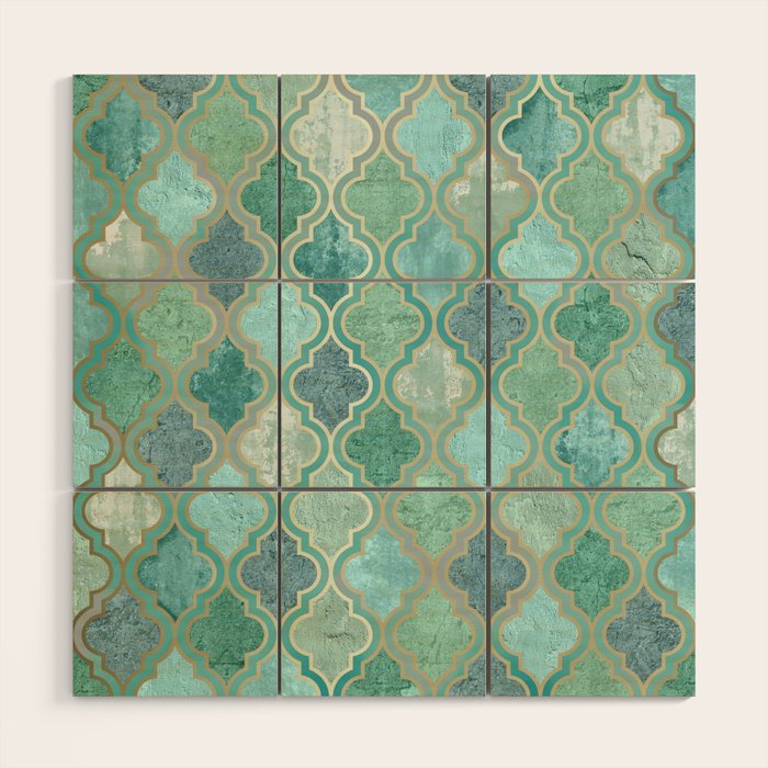 Moroccan Teal Green Wood Wall Art Gallery Image 1