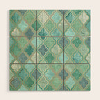 Moroccan Teal Green Wood Wall Art Gallery Image 1