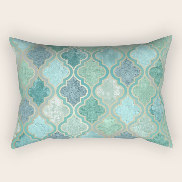 Moroccan Teal Green Rectangular Pillow Gallery Image 1