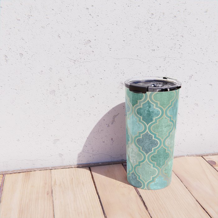 Moroccan Teal Green Travel Mug Gallery Image 4