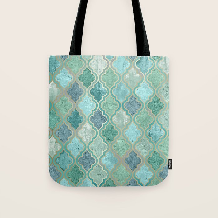 Moroccan Teal Green Tote Bag Gallery Image 1