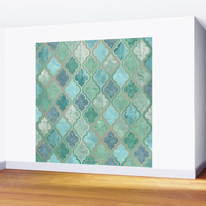 Moroccan Teal Green Wall Mural Gallery Image 2