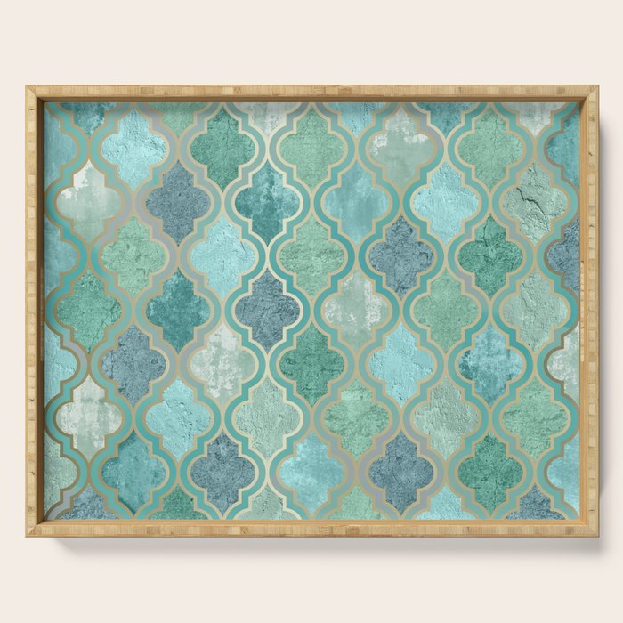 Moroccan Teal Green Serving Tray Gallery Image 1