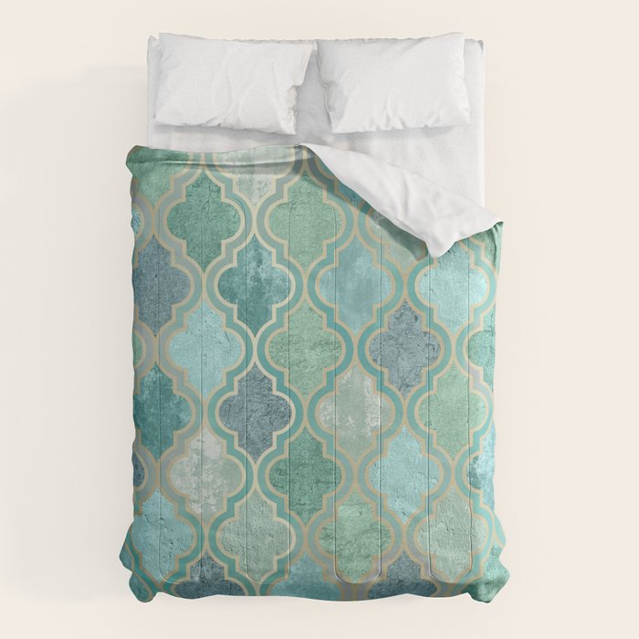 Moroccan Teal Green Comforter Gallery Image 1