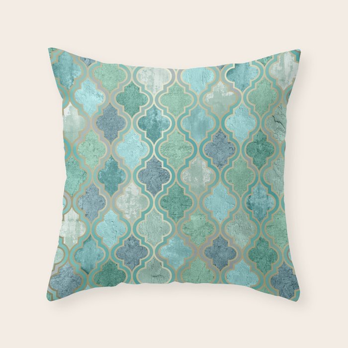 Moroccan Teal Green Throw Pillow Gallery Image 1