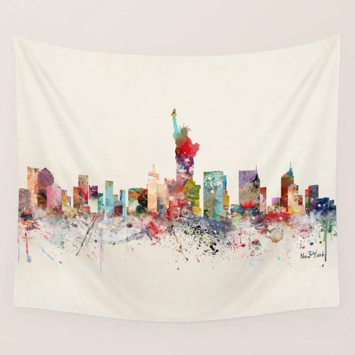 new york skyline Wall Tapestry Gallery Image 4