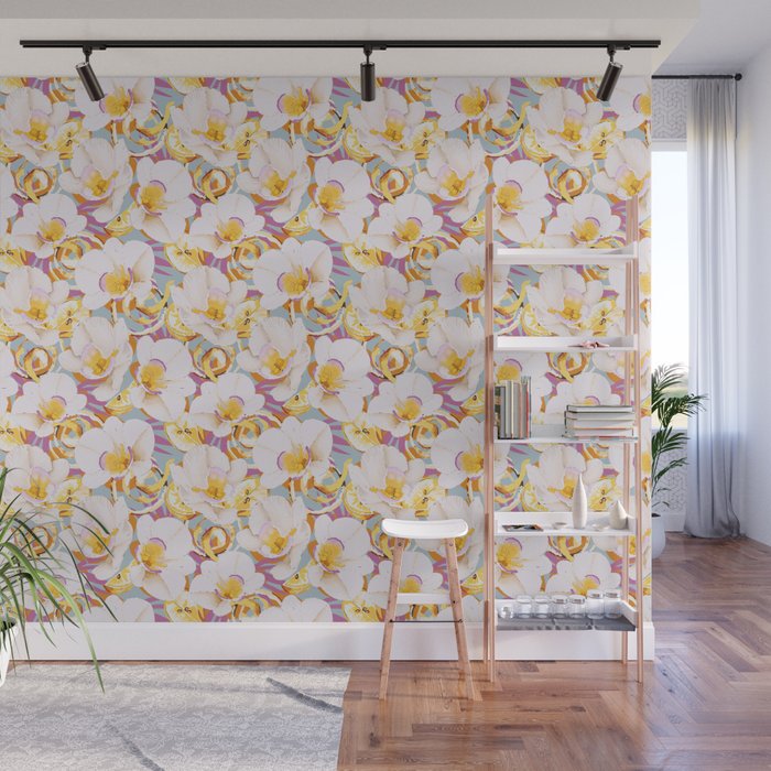 Lemons among the exotic flowers 4 Wall Mural Gallery Image 1