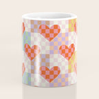Red love heart checkered patchwork pattern Coffee Mug Gallery Image 4