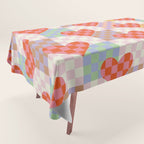 Red love heart checkered patchwork pattern Tablecloth Gallery Image 1