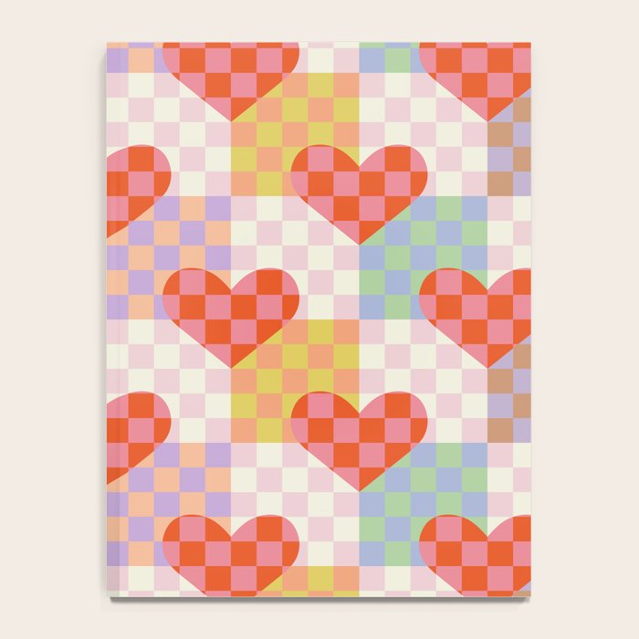 Red love heart checkered patchwork pattern Notebook Gallery Image 4