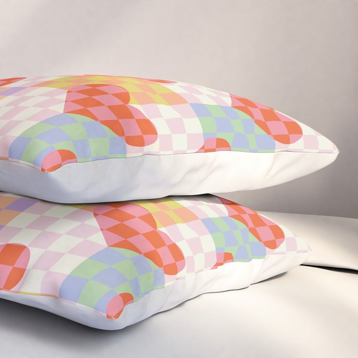 Red love heart checkered patchwork pattern Pillow Sham Gallery Image 3