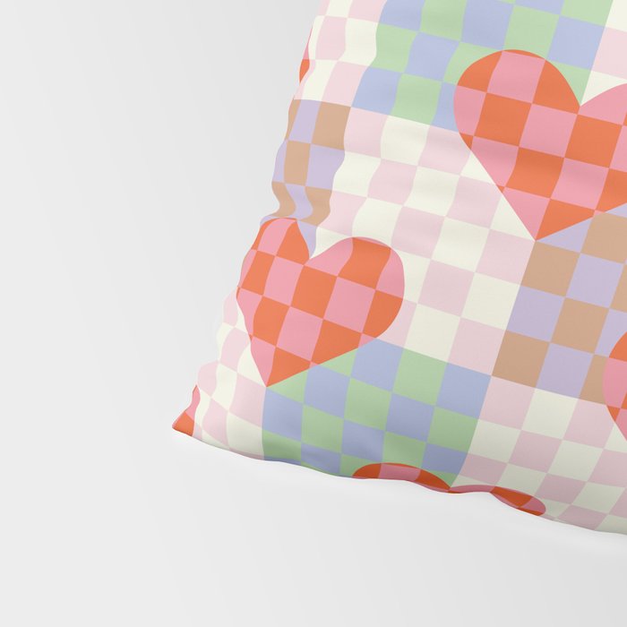 Red love heart checkered patchwork pattern Pillow Sham Gallery Image 4