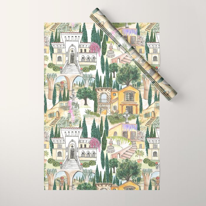 Tuscan villas watercolor Wrapping Paper Gallery Image 1