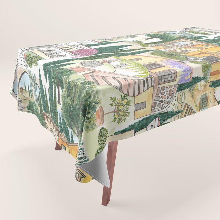 Tuscan villas watercolor Tablecloth Gallery Image 1