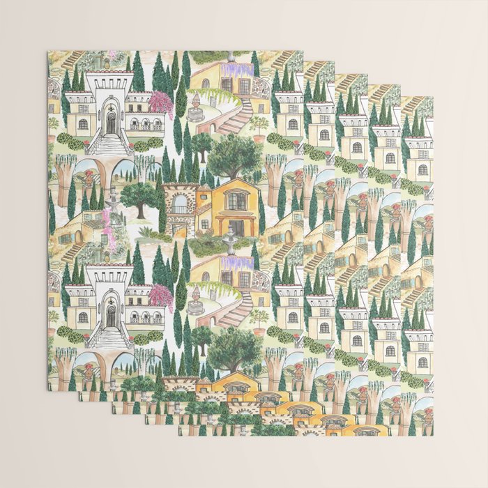 Tuscan villas watercolor Wrapping Paper Gallery Image 3