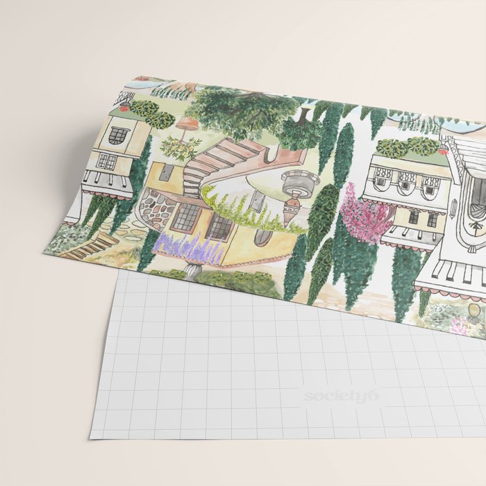 Tuscan villas watercolor Wrapping Paper Gallery Image 2