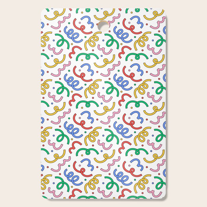 Colorful abstract fun line doodle pattern Cutting Board Gallery Image 1
