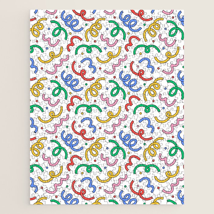 Colorful abstract fun line doodle pattern Jigsaw Puzzle Gallery Image 1