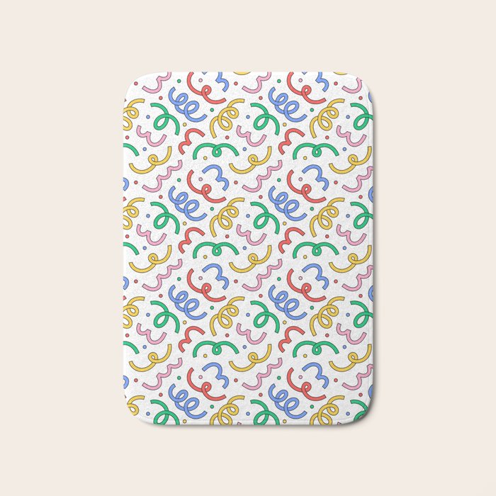 Colorful abstract fun line doodle pattern Bath Mat Gallery Image 1