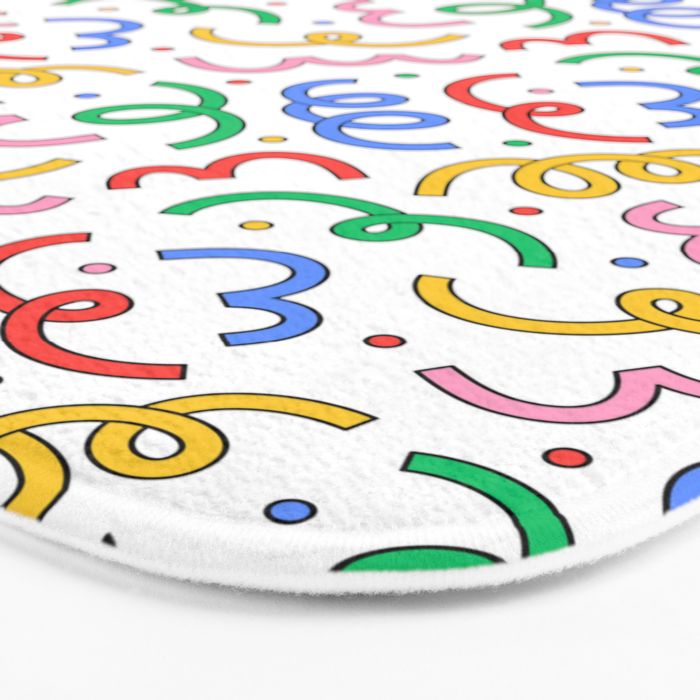 Colorful abstract fun line doodle pattern Bath Mat Gallery Image 3