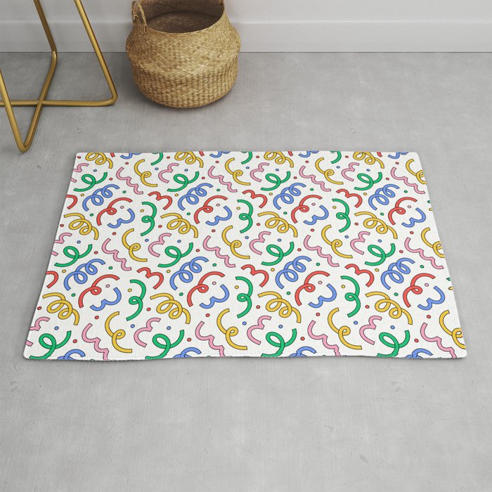 Colorful abstract fun line doodle pattern Rug Gallery Image 1