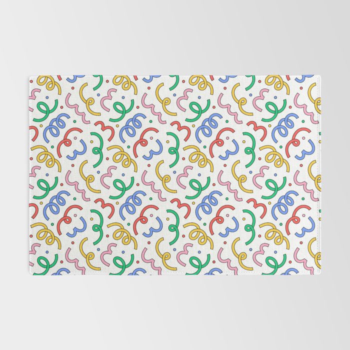 Colorful abstract fun line doodle pattern Rug Gallery Image 2