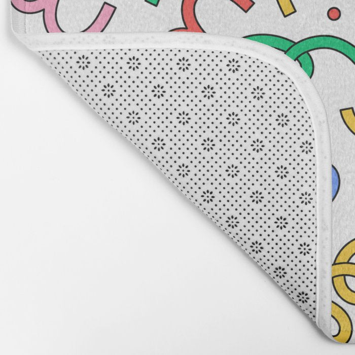 Colorful abstract fun line doodle pattern Bath Mat Gallery Image 2