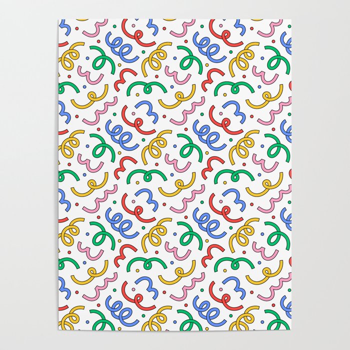 Colorful abstract fun line doodle pattern Poster Gallery Image 4