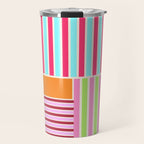 Bold Geometric Stripes and Blocks Pattern in Vibrant Colors Travel Mug Gallery Image 1