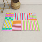 Bold Geometric Stripes and Blocks Pattern in Vibrant Colors Rug Gallery Image 1