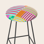 Bold Geometric Stripes and Blocks Pattern in Vibrant Colors Stool Gallery Image 2