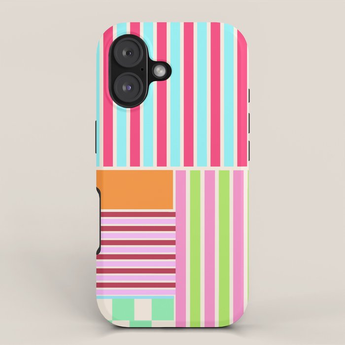Bold Geometric Stripes and Blocks Pattern in Vibrant Colors iPhone Case Gallery Image 1