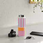 Bold Geometric Stripes and Blocks Pattern in Vibrant Colors Water Bottle Gallery Image 4
