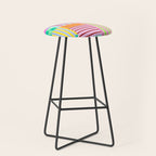 Bold Geometric Stripes and Blocks Pattern in Vibrant Colors Stool Gallery Image 1