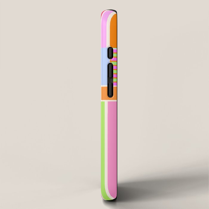 Bold Geometric Stripes and Blocks Pattern in Vibrant Colors iPhone Case Gallery Image 2