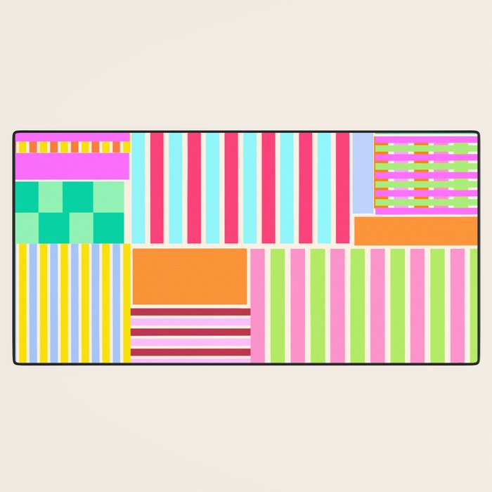 Bold Geometric Stripes and Blocks Pattern in Vibrant Colors Desk Mat Gallery Image 3