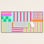 Bold Geometric Stripes and Blocks Pattern in Vibrant Colors Desk Mat Gallery Image 1