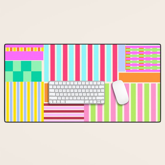 Bold Geometric Stripes and Blocks Pattern in Vibrant Colors Desk Mat Gallery Image 1