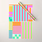 Bold Geometric Stripes and Blocks Pattern in Vibrant Colors Wrapping Paper Gallery Image 1