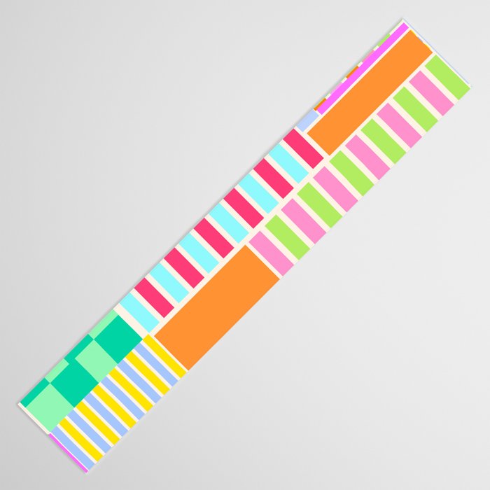Bold Geometric Stripes and Blocks Pattern in Vibrant Colors Table Runner Gallery Image 3
