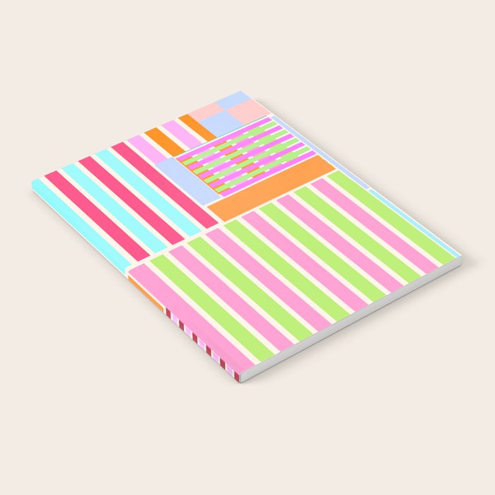 Bold Geometric Stripes and Blocks Pattern in Vibrant Colors Notebook Gallery Image 2