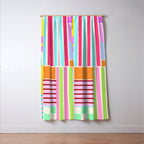 Bold Geometric Stripes and Blocks Pattern in Vibrant Colors Window Curtain Gallery Image 3