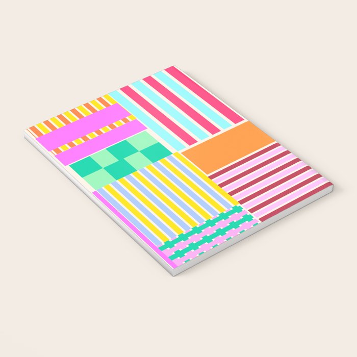 Bold Geometric Stripes and Blocks Pattern in Vibrant Colors Notebook Gallery Image 3