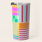 Bold Geometric Stripes and Blocks Pattern in Vibrant Colors Travel Mug Gallery Image 3