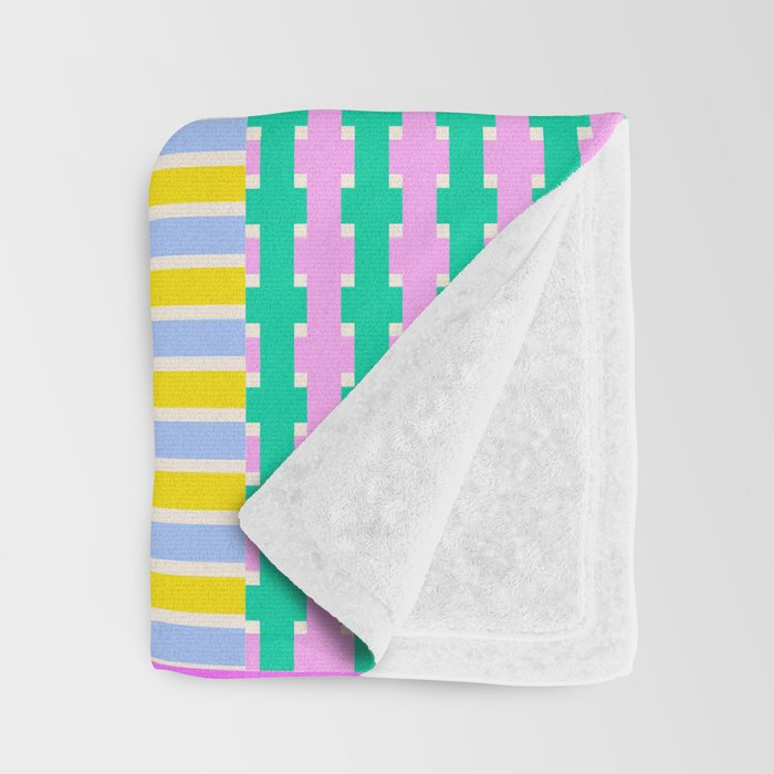Bold Geometric Stripes and Blocks Pattern in Vibrant Colors Throw Blanket Gallery Image 3