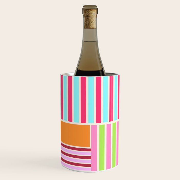Bold Geometric Stripes and Blocks Pattern in Vibrant Colors Wine Chiller Gallery Image 1