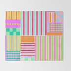 Bold Geometric Stripes and Blocks Pattern in Vibrant Colors Throw Blanket Gallery Image 2