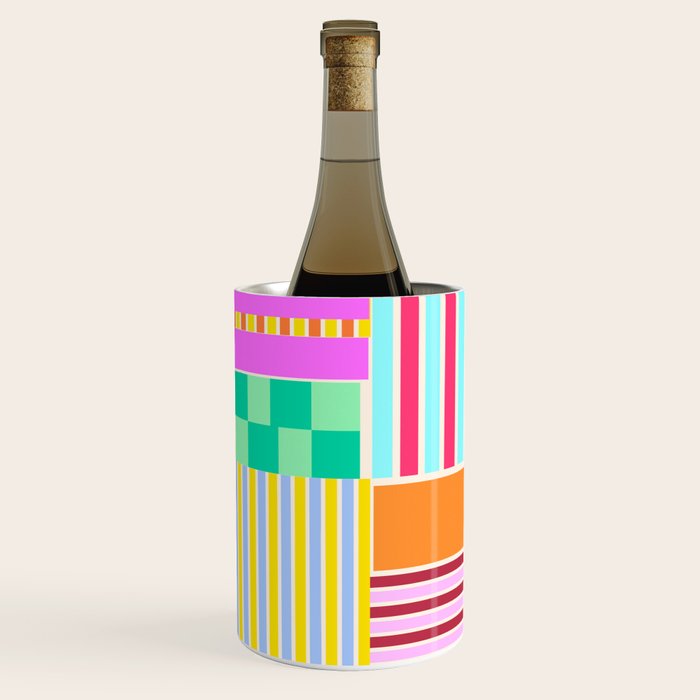 Bold Geometric Stripes and Blocks Pattern in Vibrant Colors Wine Chiller Gallery Image 2