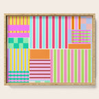 Bold Geometric Stripes and Blocks Pattern in Vibrant Colors Serving Tray Gallery Image 1
