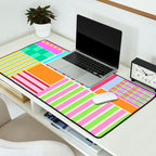 Bold Geometric Stripes and Blocks Pattern in Vibrant Colors Desk Mat Gallery Image 2